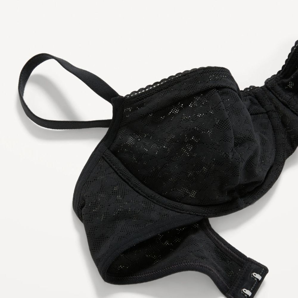 New With Tags Old Navy Size 48D Black‎ Mesh Underwire Balconette Bra - Picture 4 of 8